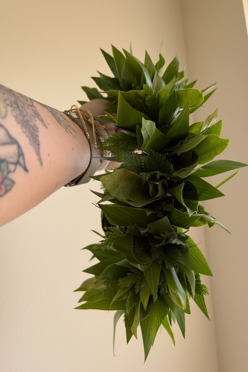 all greenery head lei 